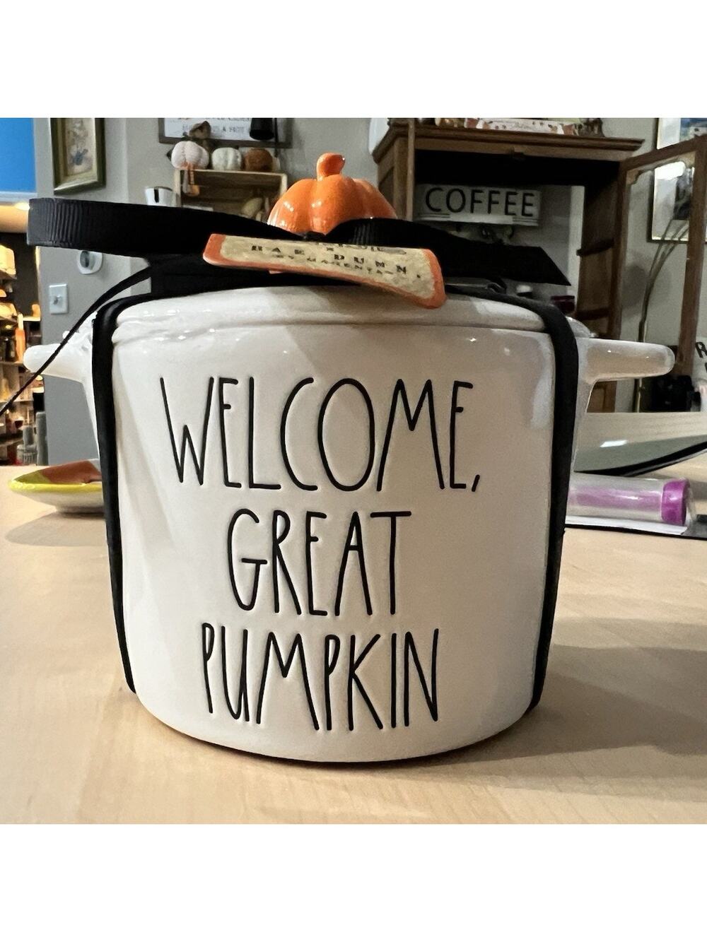 Rae Dunn Peanuts Snoopy Halloween Welcome Great Pumpkin Crock, Baking Dish NEW